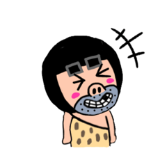 [LINEスタンプ] デフォルトスタンプおかっぱ原始人＆ヒョウ