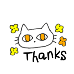 [LINEスタンプ] ty3 英語で話すしろネコ(日常会話)