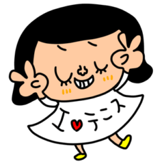 [LINEスタンプ] riekimのテニス好きおかっぱ女の子