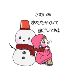 [LINEスタンプ] 冬 パーカー 女の子