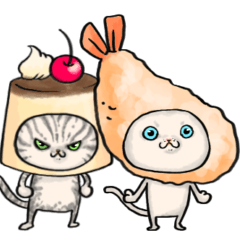 [LINEスタンプ] エビフライ猫とプリン猫2