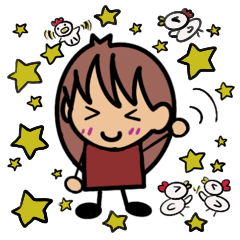 [LINEスタンプ] 可愛い女の子とニワトリ達