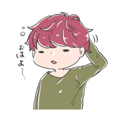 [LINEスタンプ] 赤髪のもさお君