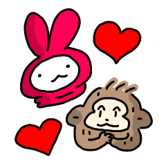 [LINEスタンプ] うさぎとさる