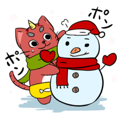 [LINEスタンプ] おにねこ-クリスマス