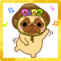 [LINEスタンプ] パグ椎茸Qにゃん(年末年始)