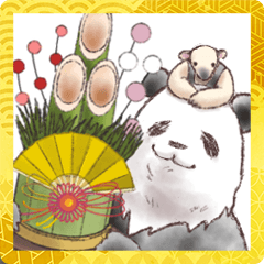 [LINEスタンプ] パンダとコアリクイ☆新年スタンプの画像（メイン）