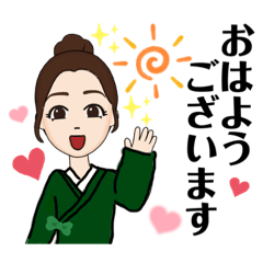 [LINEスタンプ] 作務衣ちゃんロングヘア