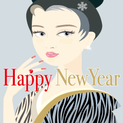 [LINEスタンプ] Happy NewYear「美人画」