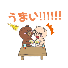 [LINEスタンプ] おぶぶたさんブラウンちゃんコラボ