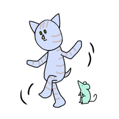 [LINEスタンプ] 青い猫と緑のネズミの日常の画像（メイン）