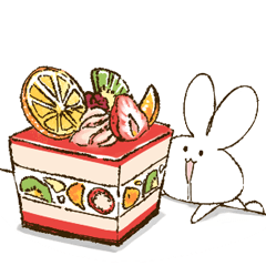 [LINEスタンプ] 美味しいケーキ×ウサギ＆オカメインコ