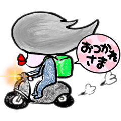 [LINEスタンプ] バイクでフードデリバリー